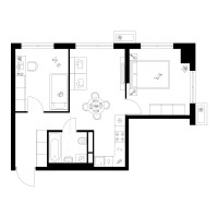 Планировка двухкомнатной(квартира) площадью 49.5 квадратных метров в “Квартал Мит”