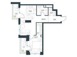 Планировка двухкомнатной(квартира) площадью 49.7 квадратных метров в “ЖК Левел Звенигородская”
