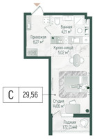 Планировка студии(квартира) площадью 31.28 квадратных метров в “ЖК Рига Хиллс”