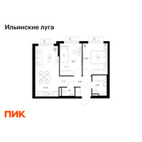 Планировка двухкомнатной(квартира) площадью 49.05 квадратных метров в “ЖК Ильинские луга”