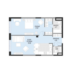 Планировка 4+ комнатной(квартира) площадью 71.7 квадратных метров в ЖК “Клубный квартал Садовническая 69”