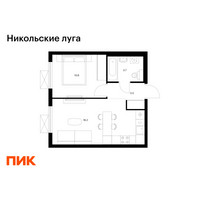 Планировка однокомнатной(квартира) площадью 36 квадратных метров в “ЖК Никольские луга”