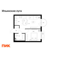 Планировка однокомнатной(квартира) площадью 36.5 квадратных метров в “ЖК Ильинские луга”