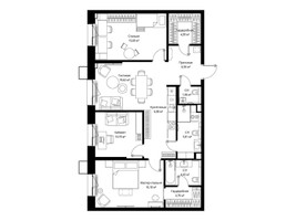 Планировка трехкомнатной(квартира) площадью 96.53 квадратных метров в “Архитектурный проект Мыс”