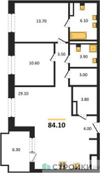 Планировка двухкомнатной(квартира) площадью 85.1 квадратных метров в ЖК “ЖК МОНС”
