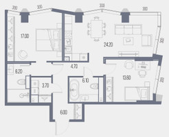 Планировка двухкомнатной(квартира) площадью 81.5 квадратных метров в “ЖК Северный порт. Береговые кварталы”