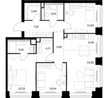 Планировка трехкомнатной(квартира) площадью 84.42 квадратных метров в “ЖК НОВА”