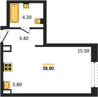 Планировка студии(квартира) площадью 28.9 квадратных метров в “ЖК "Коллекция"”