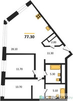 Планировка двухкомнатной(квартира) площадью 76.8 квадратных метров в “ЖК Дом Chkalov”