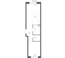 Планировка однокомнатной(квартира) площадью 38.3 квадратных метров в “ЖК ЭкоБунино (Южное Бунино)”
