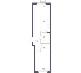 Планировка однокомнатной(квартира) площадью 38.3 квадратных метров в ЖК “ЖК ЭкоБунино (Южное Бунино)”