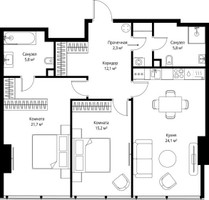 Планировка двухкомнатной(квартира) площадью 87 квадратных метров в “ЖК ОНЕ”