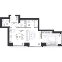 Планировка двухкомнатной(квартира) площадью 60 квадратных метров в “ЖК Hide (Хайд)”