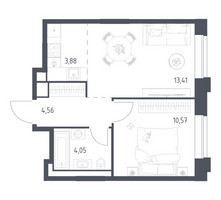 Планировка однокомнатной(квартира) площадью 36.47 квадратных метров в “ЖК Верейская 41”
