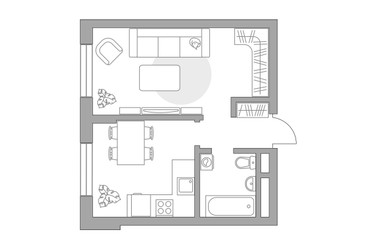 Планировка однокомнатной(квартира) площадью 32.96 квадратных метров в ЖК “ЖК Живописный”
