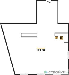 Планировка двухкомнатной(квартира) площадью 129.3 квадратных метров в ЖК “ЖК Лайм”