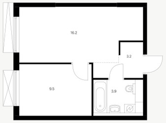 Планировка однокомнатной(квартира) площадью 34.9 квадратных метров в ЖК “ЖК Большая Академическая 85”