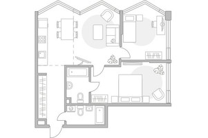 Планировка трехкомнатной(квартира) площадью 72.71 квадратных метров в “ЖК Мневники от Гранель”
