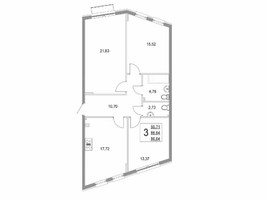 Планировка трехкомнатной(квартира) площадью 86.4 квадратных метров в “ЖК Эльйон”
