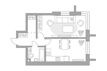Планировка однокомнатной(квартира) площадью 43.43 квадратных метров в ЖК “ЖК Дубровка от Гранель”