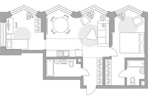 Планировка двухкомнатной(квартира) площадью 68.26 квадратных метров в “ЖК MYPRIORITY Mnevniki (Май Приорити Мневники)”