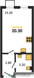 Планировка студии(квартира) площадью 20.3 квадратных метров в ЖК “ЖК Лучи-2”