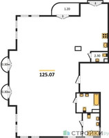 Планировка 4+ комнатной(квартира) площадью 125.07 квадратных метров в “ЖК Дом Достижение”