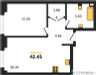 Планировка однокомнатной(квартира) площадью 42.45 квадратных метров в “ЖК "Гранд Фили"”