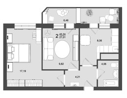 Планировка двухкомнатной(квартира) площадью 45.24 квадратных метров в “ЖК Майданово Парк”