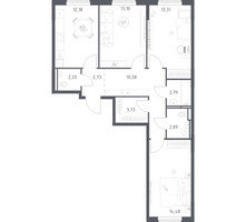 Планировка трехкомнатной(квартира) площадью 77.99 квадратных метров в “ЖК Мытищи Парк”
