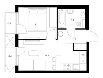 Планировка однокомнатной(квартира) площадью 31.8 квадратных метров в ЖК “ЖК Никольские луга”