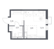 Планировка студии(квартира) площадью 25.35 квадратных метров в “ЖК Большое Путилково”