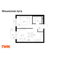Планировка однокомнатной(квартира) площадью 36.7 квадратных метров в “ЖК Ильинские луга”