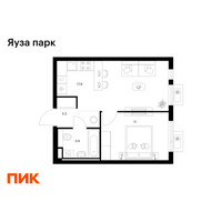 Планировка однокомнатной(квартира) площадью 36.1 квадратных метров в “ЖК Яуза Парк (Мытищи)”
