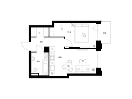 Планировка однокомнатной(квартира) площадью 38.8 квадратных метров в “ЖК Саларьево парк”