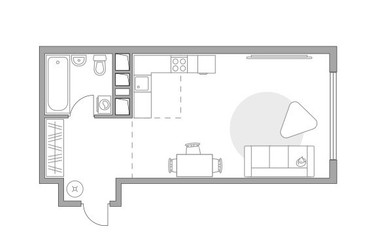Планировка студии(квартира) площадью 33.2 квадратных метров в ЖК “ЖК Бригантина”