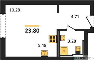 Планировка студии(квартира) площадью 23.8 квадратных метров в “ЖК Квартал Герцена”