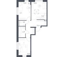 Планировка двухкомнатной(квартира) площадью 59.76 квадратных метров в “ЖК Квартал Домашний”