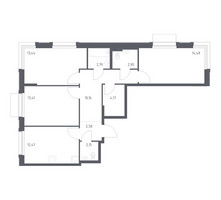 Планировка трехкомнатной(квартира) площадью 78.55 квадратных метров в “ЖК Новое Внуково”