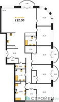 Планировка 4+ комнатной(квартира) площадью 212 квадратных метров в “ЖК Большая Татарская 35”