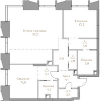 Планировка двухкомнатной(квартира) площадью 94.2 квадратных метров в “ЖК Коллекция Лужники”