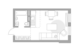 Планировка студии(квартира) площадью 27.18 квадратных метров в “ЖК Аникеевский”