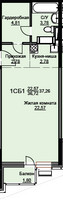 Планировка студии(квартира) площадью 37.8 квадратных метров в “ЖК Соболевка”