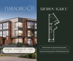 Планировка двухкомнатной(квартира) площадью 56.1 квадратных метров в “Павлово 3”