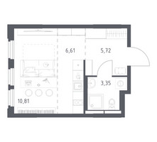 Планировка студии(квартира) площадью 26.49 квадратных метров в “ЖК Космический Квартал”
