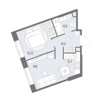 Планировка однокомнатной(квартира) площадью 38 квадратных метров в “ЖК Родина Переделкино”