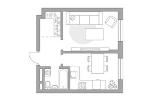 Планировка однокомнатной(квартира) площадью 38.62 квадратных метров в “ЖК Живописный”