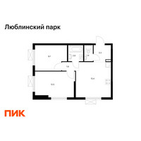 Планировка двухкомнатной(квартира) площадью 47.1 квадратных метров в “ЖК Люблинский парк”