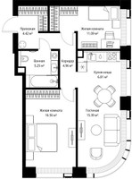 Планировка двухкомнатной(квартира) площадью 64.48 квадратных метров в “ЖК Веер”