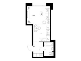 Планировка студии(квартира) площадью 29 квадратных метров в “ЖК Середневский лес”